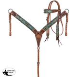 New! Showman Rustic Rose Browband Headstall and Breastcollar Set - Country Scene Saddlery and Pet Supplies