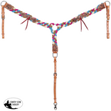 New! Showman Sage Skies Mohair One Ear Headstall and Breastcollar Set - Tack Sets