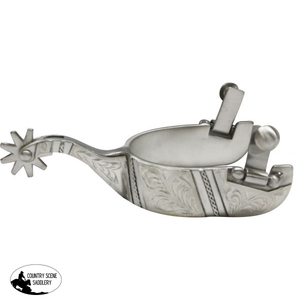 New! Showman Stainless Steel Spur With Rope and Filigree Engraving
