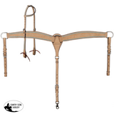 New! Showman Stockyard Argentina Cow Leather One Ear Headstall and Breastcollar Set -Teal - Tack Sets