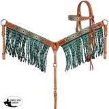 New! Showman Sunfire Mesa Beaded Browband Headstall and Breastcollar Set Tack Sets
