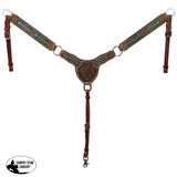 New! Showman Teal Arrows Browband Headstall and Breastcollar Set - Country Scene Saddlery and Pet Supplies