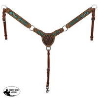 Showman Teal Arrows Browband Headstall And Breastcollar Set Western Bridle Set