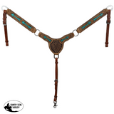 Showman Teal Arrows Browband Headstall And Breastcollar Set Western Bridle Set