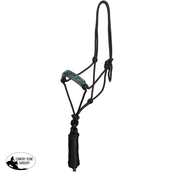 New! Showman Teal Wildflower Cowboy Knot Halter with Lead Full/Cob Knot Halter