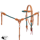 New! Showman Tealwood Mohair Browband Headstall and Breastcollar Set Full Tack Sets