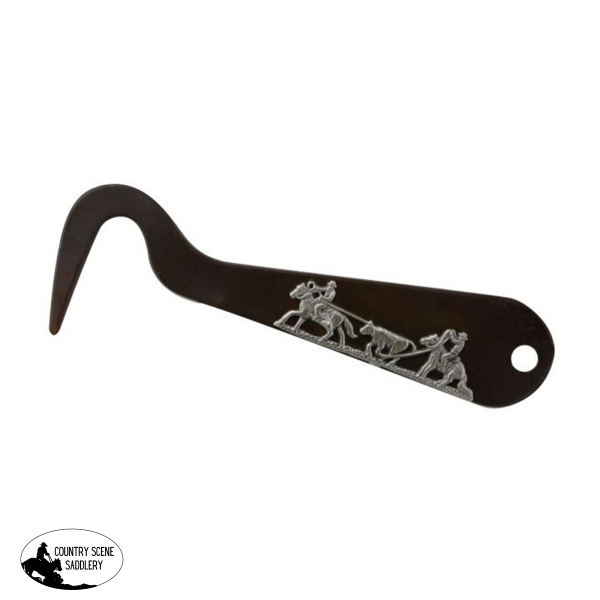 New! Showman Team Roping brown steel silver engraved hoof pick