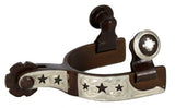 Showman™ toddler size antique brown steel silver show spur with cut out stars.Spur. - Country Scene Saddlery and Pet Supplies