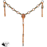 tribal beaded western horse tack set Australia teal orange white detail