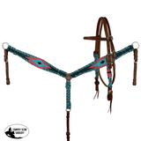 New! Showman Tropical Corded Mohair Browband Headstall and Breastcollar Set - Country Scene Saddlery and Pet Supplies