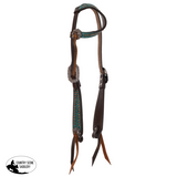 New! Showman Turquoise Gator One Ear Headstall And Breastcollar Set Horse Tack