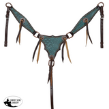 New! Showman Turquoise Gator One Ear Headstall And Breastcollar Set Horse Tack