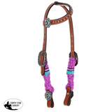 NEW! Showman Violet Wave Mohair One Ear Headstall and Breastcollar Set - Pony Sized - Country Scene Saddlery and Pet Supplies