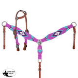 NEW! Showman Violet Wave Mohair One Ear Headstall and Breastcollar Set - Pony Sized