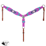 NEW! Showman Violet Wave Mohair One Ear Headstall and Breastcollar Set - Pony Sized