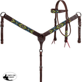 New! Showman Voltage Beaded Browband Headstall and Breastcollar Set