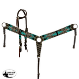 NEW! Showman Waves Corded Mohair One Ear Headstall and Breastcollar Set - Country Scene Saddlery and Pet Supplies