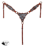 New! Showman Weathered Steer One Ear Headstall and Breastcollar Set - Country Scene Saddlery and Pet Supplies