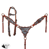 New! Showman Weathered Steer One Ear Headstall And Breastcollar Set Tack Sets
