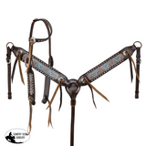 New! Showman Weathered Steer Traditional One Ear Headstall and Breastcollar Set - Country Scene Saddlery and Pet Supplies