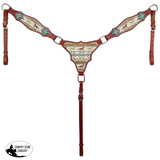 New! Showman Wild Hoof Echoes One Ear Headstall and Breastcollar Set Full Tack Sets