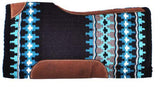 Showman® 34" x 36" Black and Turquoise memory felt bottom saddle pad. - Country Scene Saddlery and Pet Supplies