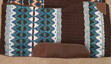 Showman® 34" x 36" Brown and Teal memory felt bottom saddle pad. - Country Scene Saddlery and Pet Supplies