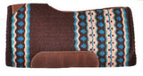 Showman® 34" x 36" Brown and Turquoise memory felt bottom saddle pad. - Country Scene Saddlery and Pet Supplies