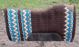Showman® 34" x 36" Brown, Cream, and Turquoise memory felt bottom saddle pad. - Country Scene Saddlery and Pet Supplies