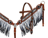 New! Showman® Black and white beaded headstall and breast. - Country Scene Saddlery and Pet Supplies