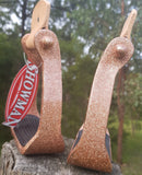 Showman® Glitter Rose Gold Epoxy aluminum stirrups. - Country Scene Saddlery and Pet Supplies