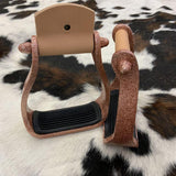 Showman® Glitter Rose Gold Epoxy aluminum stirrups. - Country Scene Saddlery and Pet Supplies