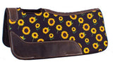 Showman® Pony 24" x 24" Brown felt saddle pad with sunflower design. - Country Scene Saddlery and Pet Supplies