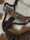 Showman® Woven brown nylon mule tape halter. - Country Scene Saddlery and Pet Supplies