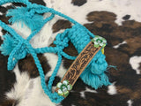 Showman® Woven teal nylon mule tape halter - Country Scene Saddlery and Pet Supplies