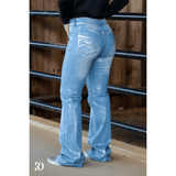 Silver Washed Metallic Signature Trousers