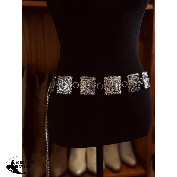 New! Square Up Concho Belt / SILVER
