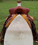 SRS Youth 12" Cowboy/ Cowgirl Saddle- Barbed Wire Border Tooling - Country Scene Saddlery and Pet Supplies