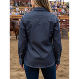 New!Stockyard Stripe Charcoal Ladies RawhiTitlede Western Arena Shirt Ladies western shirts