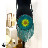 New!Sunflower Tooled Crossbody / Blue Handbags