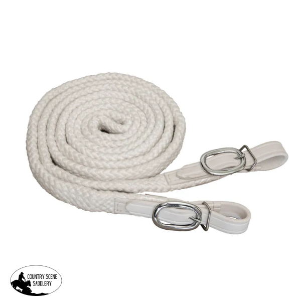 New! Syd Hill Cotton Polocrosse Reins white Endurance Bridle
