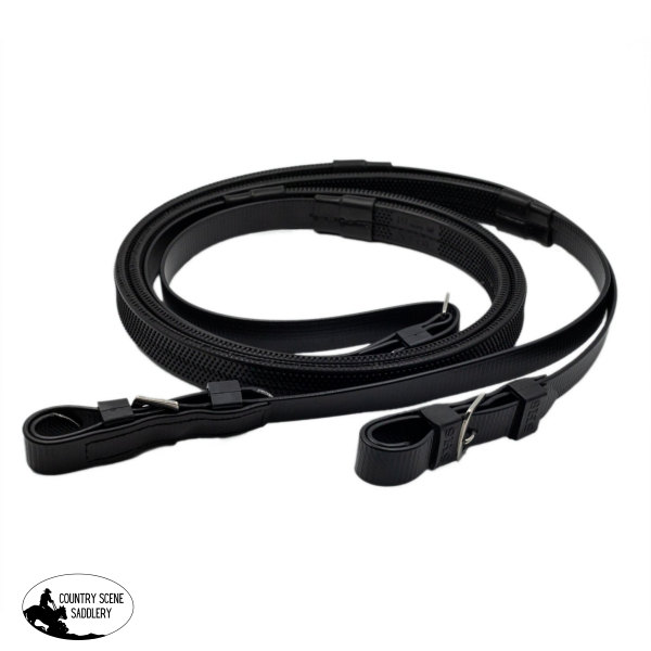 NEW! Syd Hill PVC SS Buckle End Reins-BLACK barcoo Bridles -Stock bridles
