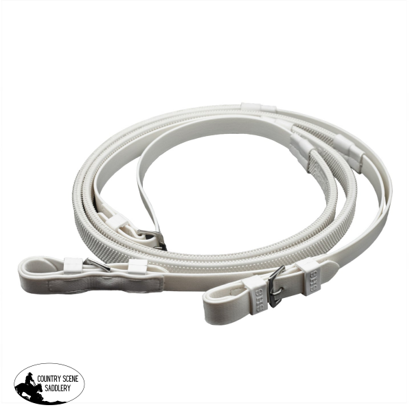 NEW! Syd Hill PVC SS Buckle End Reins-White One Size / WHITE barcoo Bridles -Stock bridles