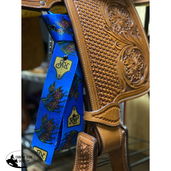 New! T5210 - Rawhide Indian Head Blue Latigo Set