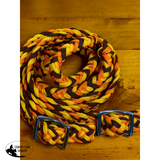 New! T5301 - Three Colour Braided Barrel Reins with Knots - Country Scene Saddlery and Pet Supplies