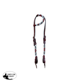New! T5571 - One Ear Western Leather Bridle – Beaded Design - Horse Bridles