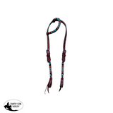 New!T5571G Beaded One Ear Western Bridle Cob-Full - Horse Bridles
