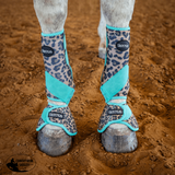 New! Tacktical™ Leopard & Turquoise Splint Boots (Pair) Horse Boots Leg Wraps