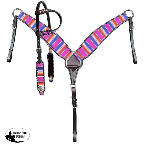 New! Tacktical™ Purple Serape Tack Set (One Ear) Western Tack Sets