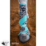 New! Tacktical™ Leopard & Turquoise Splint Boots (Pair) Horse Boots Leg Wraps